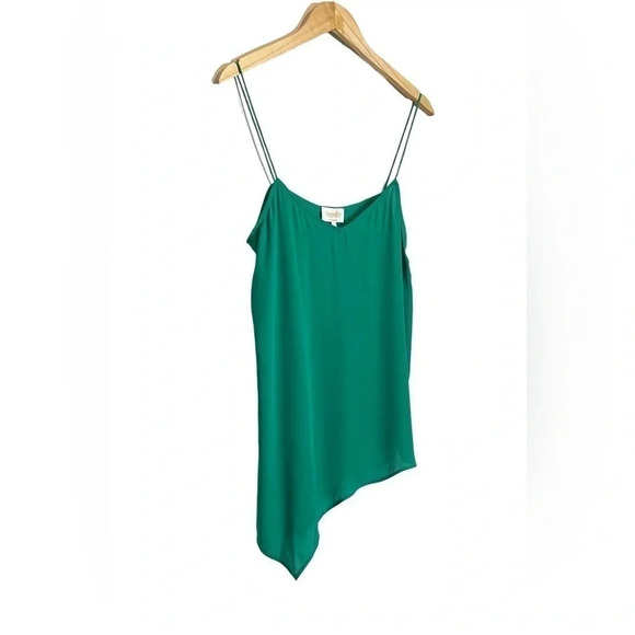 Laundry By Shelli Segal Camisole Top Size 8 Asymmetric Pepper Green - Picture 2 of 7